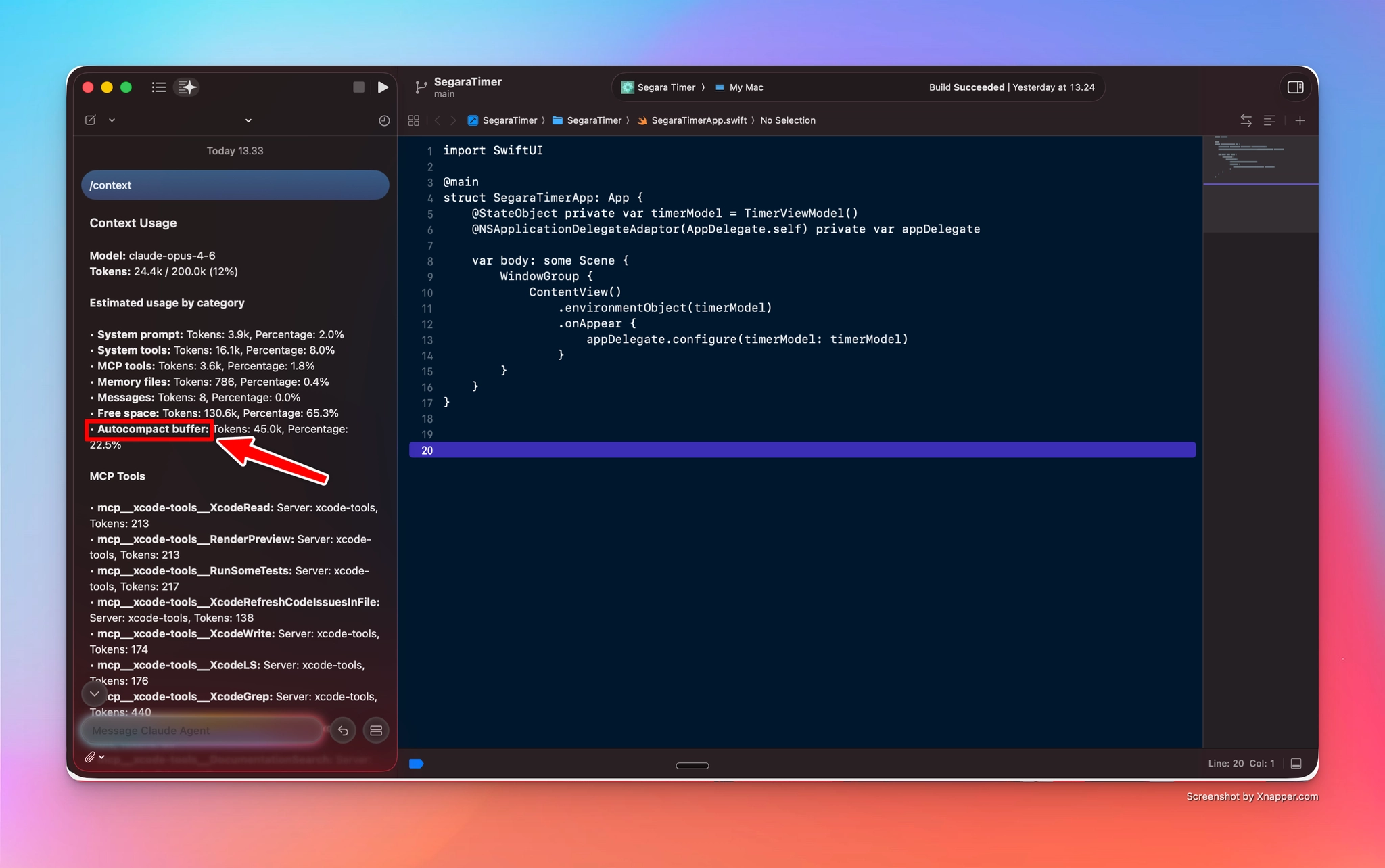 Context window token usage in Claude Code