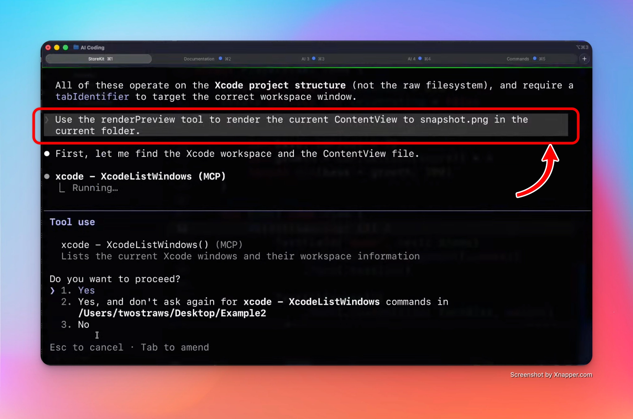Claude rendering a SwiftUI view snapshot