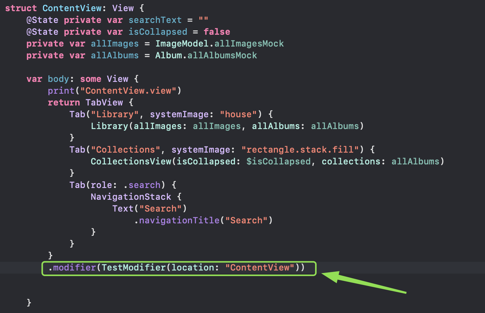 Applying the custom ViewModifier to a SwiftUI view