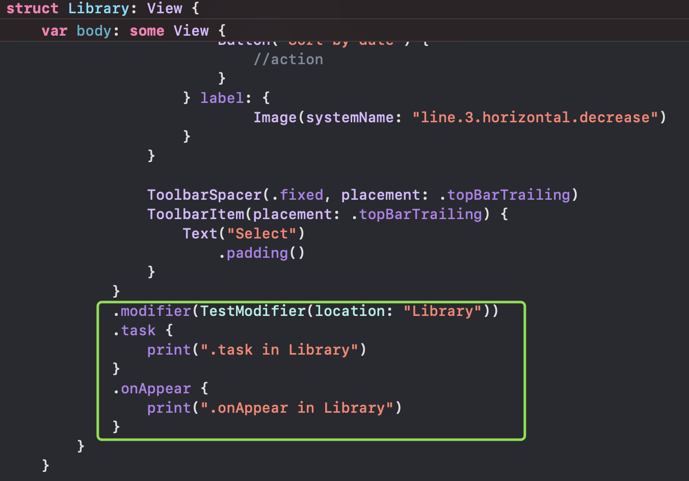 DetailView with task and onAppear modifiers and print statements